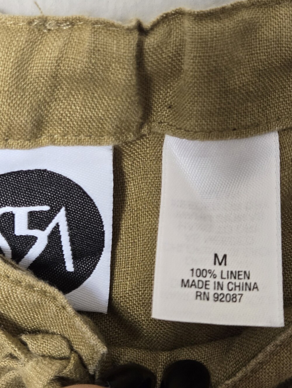 Saks Fifth Avenue Women's Olive Linen Button-Up Shirt & Wide-Leg Pants Set M - Picture 10 of 13